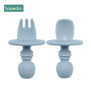 2pc Baby Silicone Spoon Feeding Set Kid Dishes Toddlers Infant Feeding Accessories Spoon Silicone Tableware Children's Goods