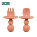 2pc Baby Silicone Spoon Feeding Set Kid Dishes Toddlers Infant Feeding Accessories Spoon Silicone Tableware Children's Goods