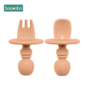 2pc Baby Silicone Spoon Feeding Set Kid Dishes Toddlers Infant Feeding Accessories Spoon Silicone Tableware Children's Goods