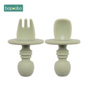 2pc Baby Silicone Spoon Feeding Set Kid Dishes Toddlers Infant Feeding Accessories Spoon Silicone Tableware Children's Goods