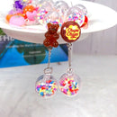 1Pair Stud Earring Multicolours Gummy Bear  Resin Candy Charms With Ball  Fashion Jewelry Gift