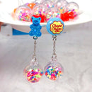 1Pair Stud Earring Multicolours Gummy Bear  Resin Candy Charms With Ball  Fashion Jewelry Gift