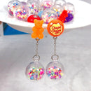 1Pair Stud Earring Multicolours Gummy Bear  Resin Candy Charms With Ball  Fashion Jewelry Gift