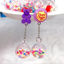1Pair Stud Earring Multicolours Gummy Bear  Resin Candy Charms With Ball  Fashion Jewelry Gift