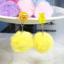 1Pair Stud Earring Multicolours Gummy Bear  Resin Candy Charms With Ball  Fashion Jewelry Gift