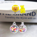 1Pair Stud Earring Multicolours Gummy Bear  Resin Candy Charms With Ball  Fashion Jewelry Gift