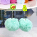 1Pair Stud Earring Multicolours Gummy Bear  Resin Candy Charms With Ball  Fashion Jewelry Gift