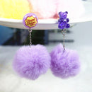 1Pair Stud Earring Multicolours Gummy Bear  Resin Candy Charms With Ball  Fashion Jewelry Gift