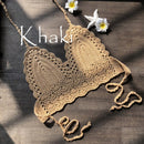 2021 New Triangle Bikini Top Woman Hollow Out Swimsuit Crochet Black Bikini Top Sexy Swimming Bra Large Female Swimwear S M L XL