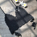 2021 New Triangle Bikini Top Woman Hollow Out Swimsuit Crochet Black Bikini Top Sexy Swimming Bra Large Female Swimwear S M L XL