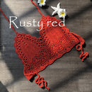 2021 New Triangle Bikini Top Woman Hollow Out Swimsuit Crochet Black Bikini Top Sexy Swimming Bra Large Female Swimwear S M L XL
