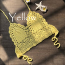 2021 New Triangle Bikini Top Woman Hollow Out Swimsuit Crochet Black Bikini Top Sexy Swimming Bra Large Female Swimwear S M L XL