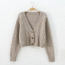 Autumn Winter Short High Waist Solid Color Sweater Women Single-breasted Knit Cardigan Small Sweter Women Jacket New Top Femme