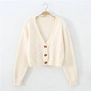 Autumn Winter Short High Waist Solid Color Sweater Women Single-breasted Knit Cardigan Small Sweter Women Jacket New Top Femme