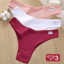 3PCS/Set Cotton Panties Lingerie Women Underwear Sexy Briefs Female Underpants Pantys Thong Panties Bikini Solid Color Tangas