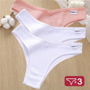 3PCS/Set Cotton Panties Lingerie Women Underwear Sexy Briefs Female Underpants Pantys Thong Panties Bikini Solid Color Tangas