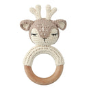 1pc Wooden Crochet Bunny Rattle Toy BPA Free Wood Ring Baby Teether Rodent Baby Gym Mobile Rattles Newborn Educational Toys