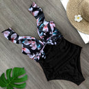 2020 Sexy New Ruffle One Piece Swimsuit Off The Shoulder Swimwear Women Swimsuit Deep-V Bathing Suits Beach Wear Swim Suit