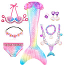 Fantasy Children Mermaid Tails Swimming Party Cosplay Costumes Halloween Little Mermaid Girls Swimsuit Bikini Set Bathing Suit