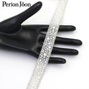 1 yard white pearl rhinestone hot fix tape ribbon glass crystal rhinestone decoration iron on shoes clothing accessories TR020