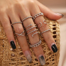 17KM Bohemian Gold Chain Rings Set For Women Fashion Boho Coin Snake Moon Rings Party 2021 Trend Jewelry Gift