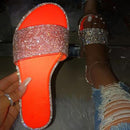 Glitter Slippers Women Summer Sandals 2021 Fashion Bling Female Candy Color Flip Flops Beach Diamond Flat Shoes Outdoor Sandals
