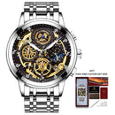 2021 New Fashion Men's Watch Stainless Steel Top Brand Luxury Waterproof Sports Chronograph Quartz Men's Relogio Masculino