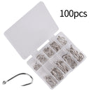 100Pcs Fishing Hooks Set Carbon Steel Single Circle Fishing Hook Fly Fishing Jip Barbed Carp Hooks Sea Tackle Accessories