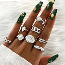 17KM Bohemian Gold Chain Rings Set For Women Fashion Boho Coin Snake Moon Rings Party 2021 Trend Jewelry Gift