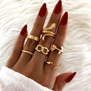 17KM Bohemian Gold Chain Rings Set For Women Fashion Boho Coin Snake Moon Rings Party 2021 Trend Jewelry Gift