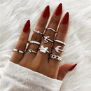 17KM Bohemian Gold Chain Rings Set For Women Fashion Boho Coin Snake Moon Rings Party 2021 Trend Jewelry Gift
