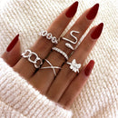 17KM Bohemian Gold Chain Rings Set For Women Fashion Boho Coin Snake Moon Rings Party 2021 Trend Jewelry Gift
