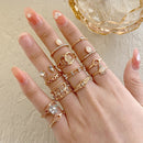 17KM Bohemian Gold Chain Rings Set For Women Fashion Boho Coin Snake Moon Rings Party 2021 Trend Jewelry Gift