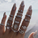 17KM Bohemian Gold Chain Rings Set For Women Fashion Boho Coin Snake Moon Rings Party 2021 Trend Jewelry Gift