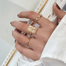 17KM Bohemian Gold Chain Rings Set For Women Fashion Boho Coin Snake Moon Rings Party 2021 Trend Jewelry Gift
