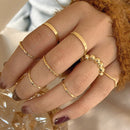 17KM Bohemian Gold Chain Rings Set For Women Fashion Boho Coin Snake Moon Rings Party 2021 Trend Jewelry Gift