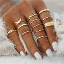 17KM Bohemian Gold Chain Rings Set For Women Fashion Boho Coin Snake Moon Rings Party 2021 Trend Jewelry Gift