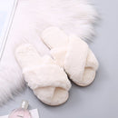 Warm Fluffy Slippers Women Cozy Faux Fur Cross Indoor Floor Slides Flat Soft Furry Shoes Ladies Female Celebrities Flip Flops