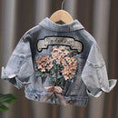 Kids Denim Jackets for Girls Baby Flower Embroidery Coats Spring Autumn Fashion Child Kids Outwear Ripped Jeans Jackets Jean