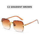 2021 Square Rimless Sunglasses Women Luxury Brand Designer Summer Red Glasses Fashion Sun glasses For Men UV400 Shades Oculos