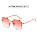2021 Square Rimless Sunglasses Women Luxury Brand Designer Summer Red Glasses Fashion Sun glasses For Men UV400 Shades Oculos