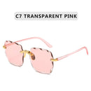 2021 Square Rimless Sunglasses Women Luxury Brand Designer Summer Red Glasses Fashion Sun glasses For Men UV400 Shades Oculos