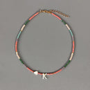 Bohemian Colorful Crystal Bead Necklace Fashion Custom Letter Necklace Personalized Jewelry For Friends 2020 New bijoux femme