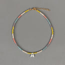 Bohemian Colorful Crystal Bead Necklace Fashion Custom Letter Necklace Personalized Jewelry For Friends 2020 New bijoux femme