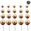 20pcs Golden Ball Cake Topper Happy Birthday Party Baby Shower Cake Decor DIY Cupcake Flag Wedding Christmas Ball Decor Supplies