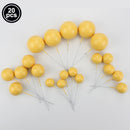 20pcs Golden Ball Cake Topper Happy Birthday Party Baby Shower Cake Decor DIY Cupcake Flag Wedding Christmas Ball Decor Supplies