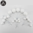 20pcs Golden Ball Cake Topper Happy Birthday Party Baby Shower Cake Decor DIY Cupcake Flag Wedding Christmas Ball Decor Supplies