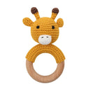 1pc Wooden Crochet Bunny Rattle Toy BPA Free Wood Ring Baby Teether Rodent Baby Gym Mobile Rattles Newborn Educational Toys