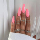 24pcs Professional Fake Nails Long Ballerina Half French Acrylic Nail Tips Press On Nails Full Cover Manicure Beauty Tools