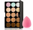 15 color Concealer Contouring Cream Based makeup cosmetic set brush Sponge Puff